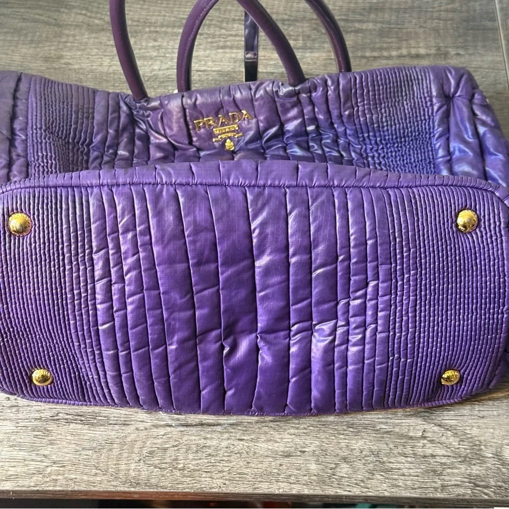 Prada Purple Nylon Leather Two-Way Bag - Picture 13 of 16